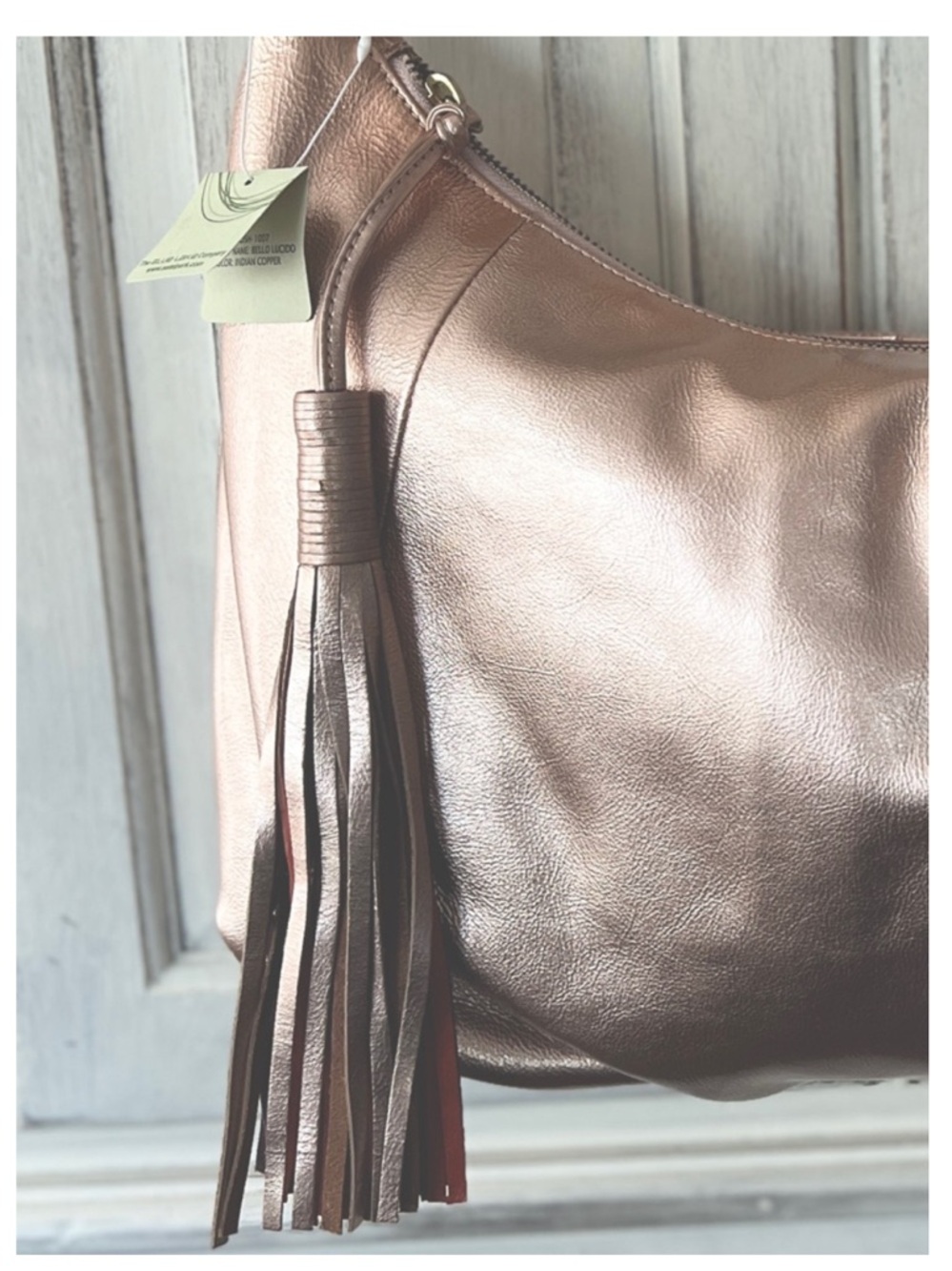 🟠NWT ORVIETO by Estel Park “Bella Lucido” Leather Shoulder Bag in Indian Copper - Picture 3 of 13